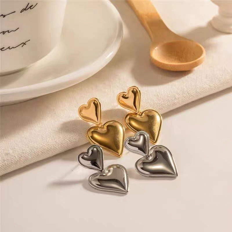 Boucles d'oreilles pendantes en forme de cœur pour femme