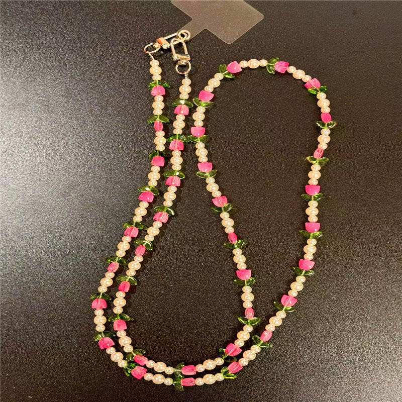Collier élégant en perles et perles florales