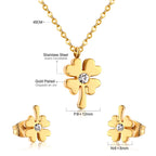 Parure de bijoux en acier inoxydable doré avec pendentifs cœur