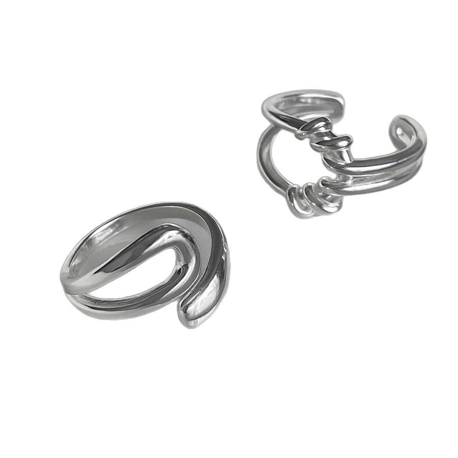 Bague ouverte en argent pour femme avec design créatif