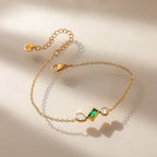 Bracelet pour femme avec pierre précieuse verte et accents en zircone