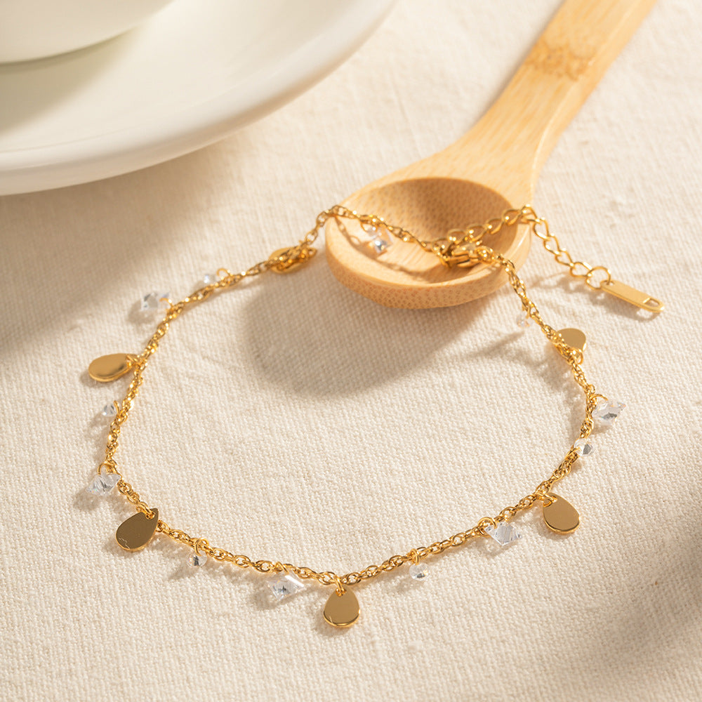 Bracelet pour femme avec cristaux étincelants et pendentifs gouttes