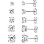 Boucles d'oreilles puces en acier inoxydable et zircone