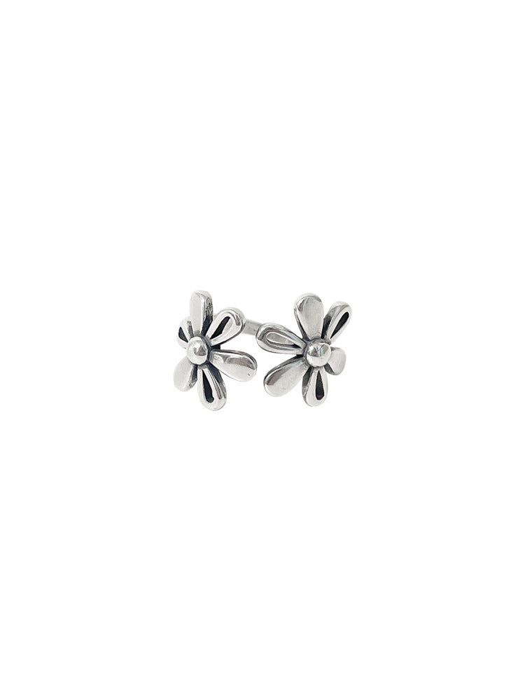 Bague florale pour femme à double anneau