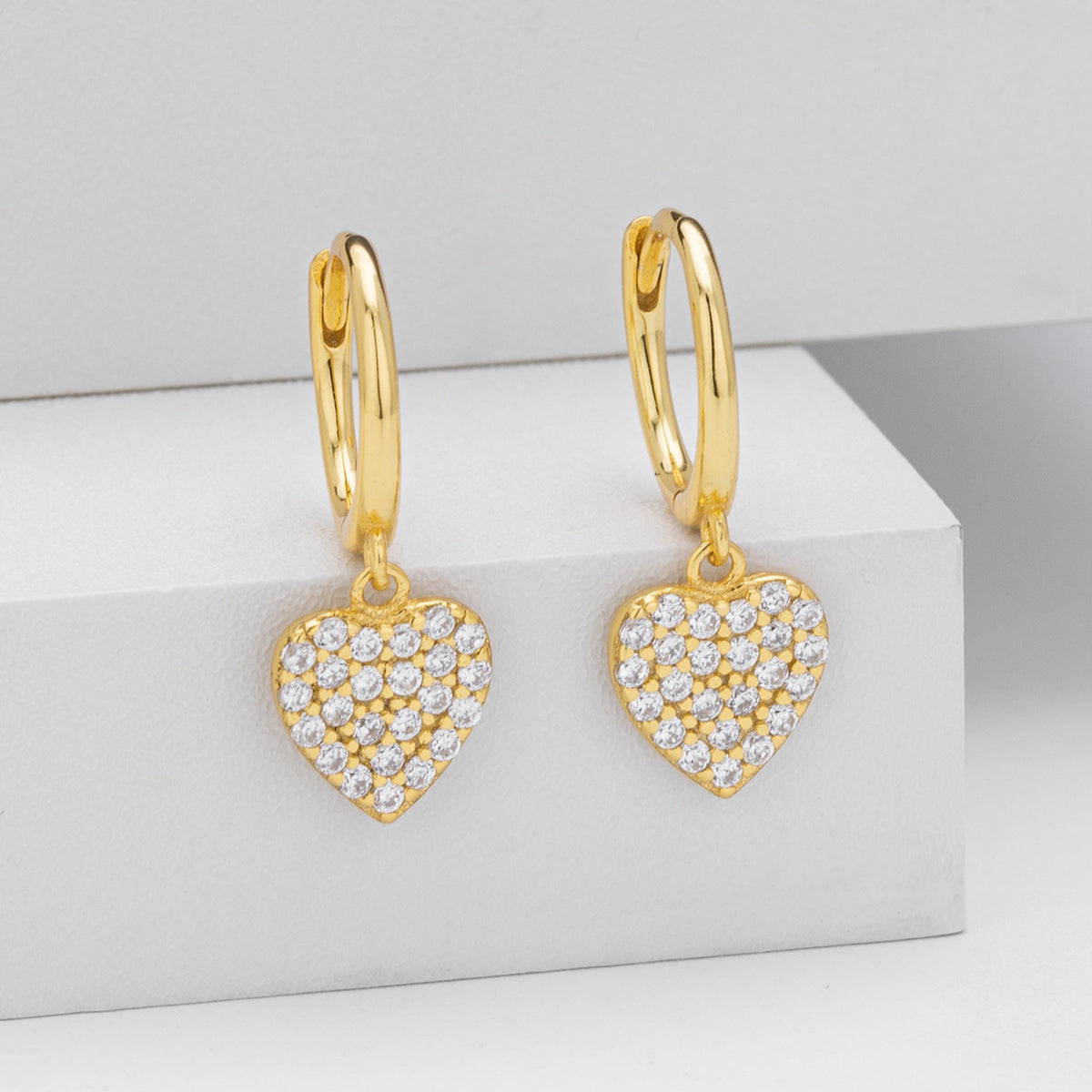 Boucles d'oreilles pendantes pour femme avec cœurs en argent sterling 925