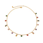 Collier ancre pour femme avec pendentifs en cristal coloré