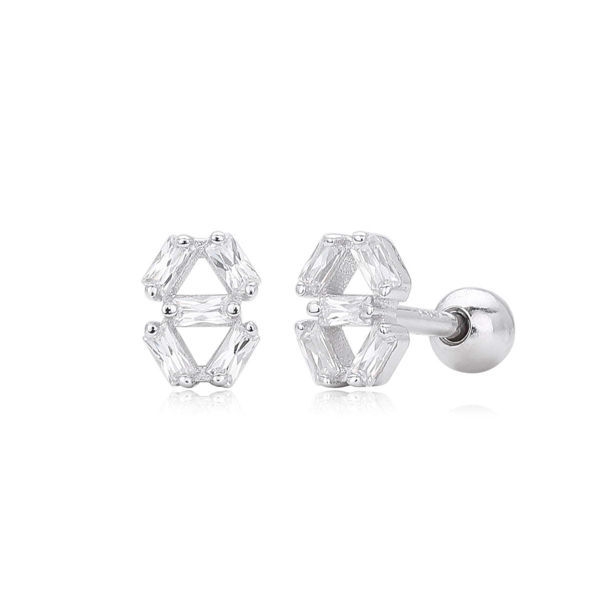 Ohrstecker für Damen mit 5A Zirkonia in geometrischem Design