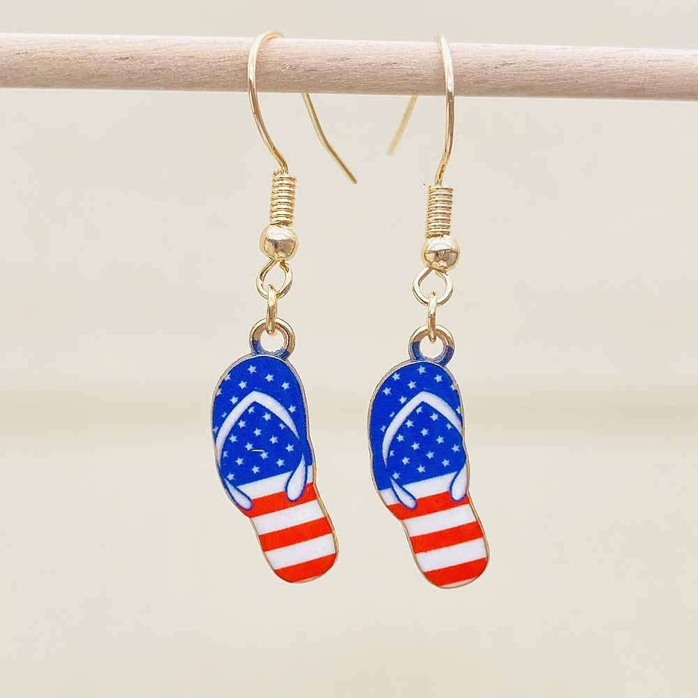 Boucles d'oreilles pendantes patriotiques drapeau en émail pour femme