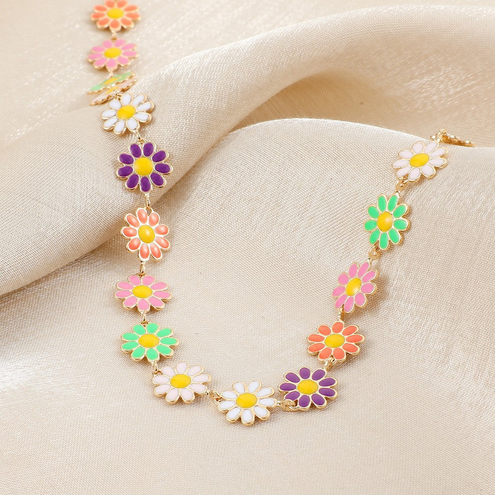 Collier chaîne à pendentif floral