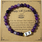 Bracelet de perles pour femme avec pendentif anniversaire personnalisable
