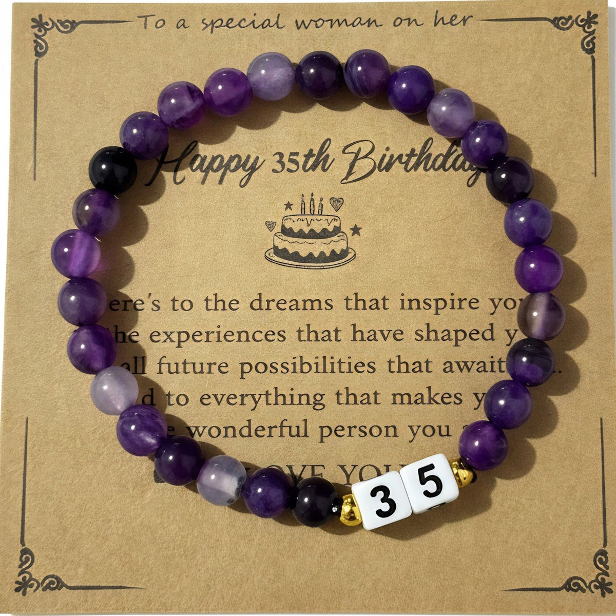 Bracelet de perles pour femme avec pendentif anniversaire personnalisable