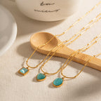 Collier pour femme avec pendentif ovale en acier inoxydable