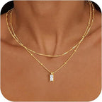 Collier double rang pour femme avec pendentif scintillant