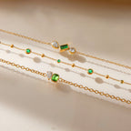 Bracelet pour femme avec pierre précieuse verte et accents en zircone