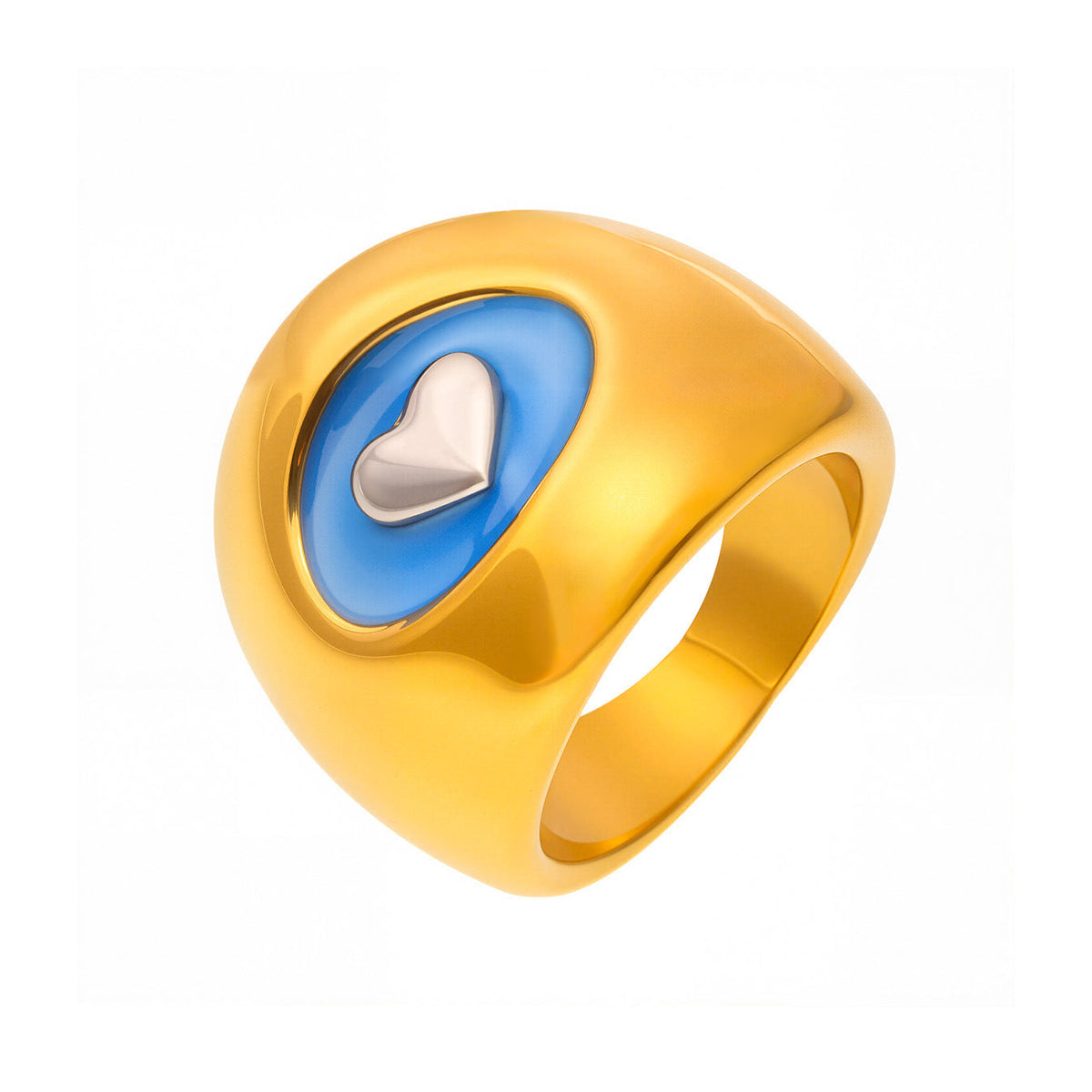 Bague pour femme avec motif cœur en acier inoxydable