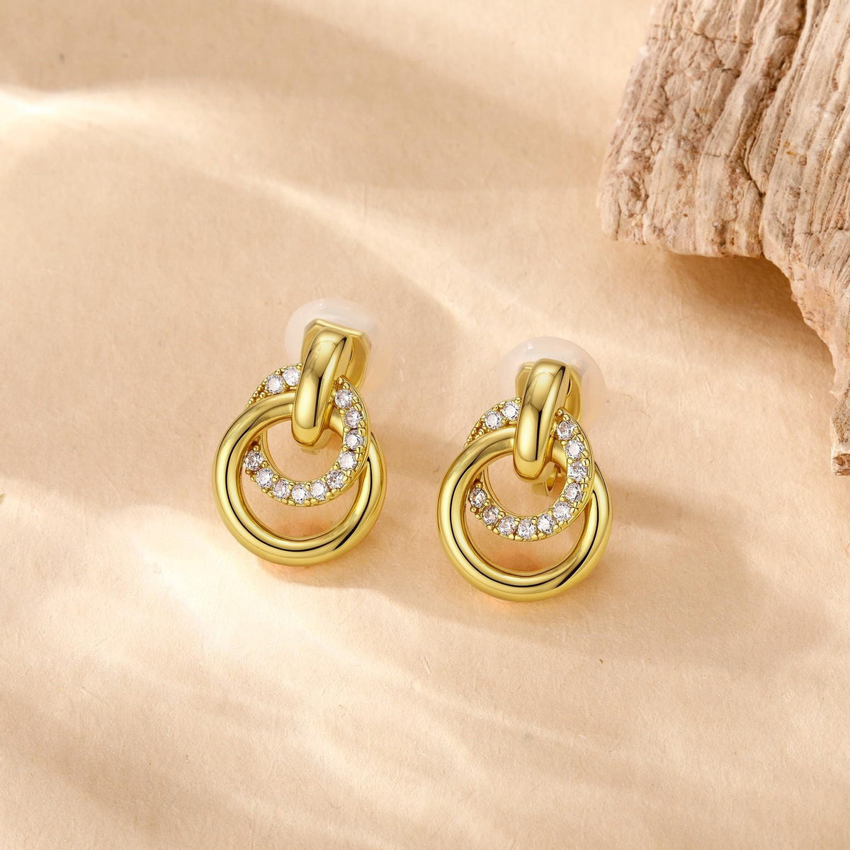 Boucles d'oreilles pour femme au design double anneau élégant