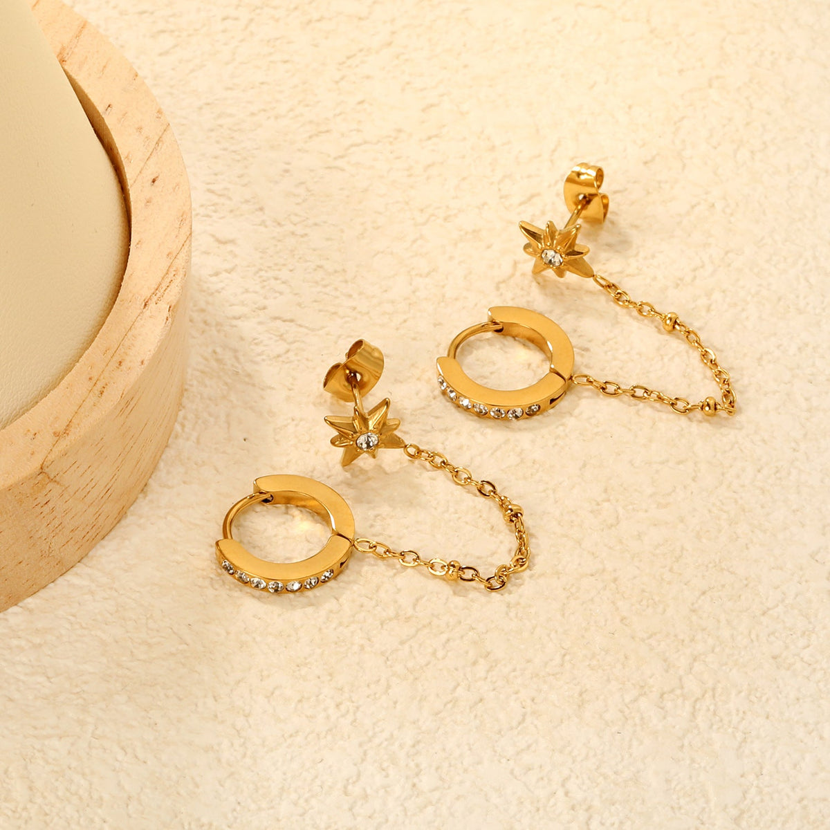 Boucles d'oreilles pendantes en acier inoxydable en forme de coquillage