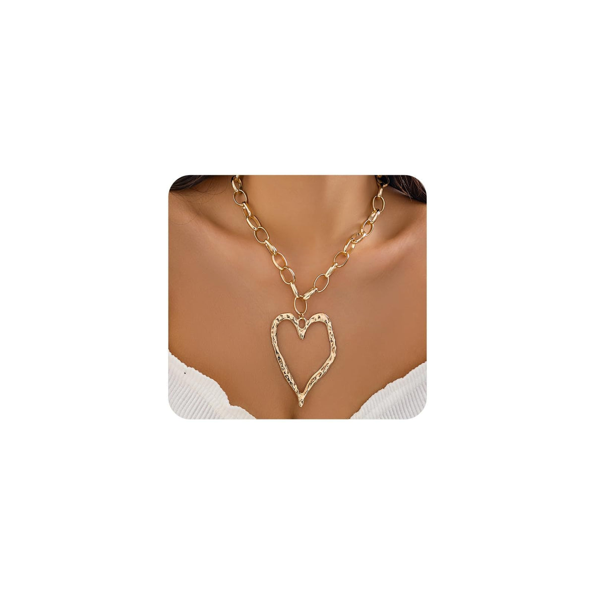 Collier chaîne cœur et perles