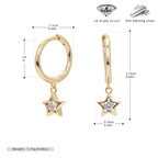 Boucles d'oreilles pendantes délicates pour femme avec étoile scintillante