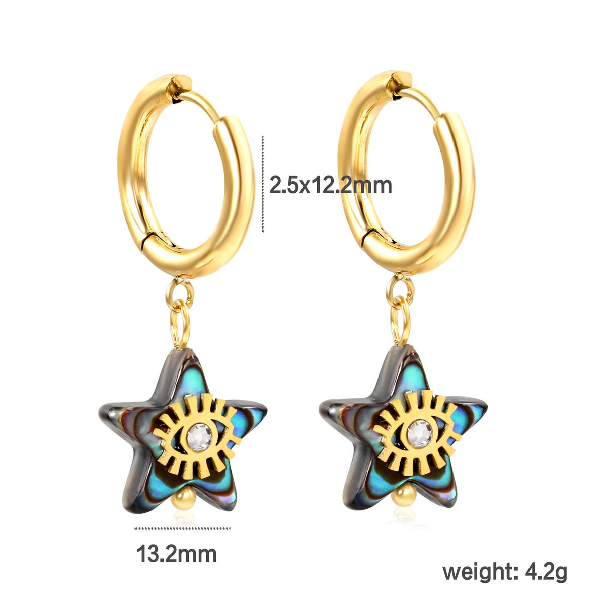 Boucles d'oreilles pendantes pour femme avec motif étoile et cristal