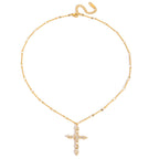 Collier pour femme avec pendentif croix en acier inoxydable