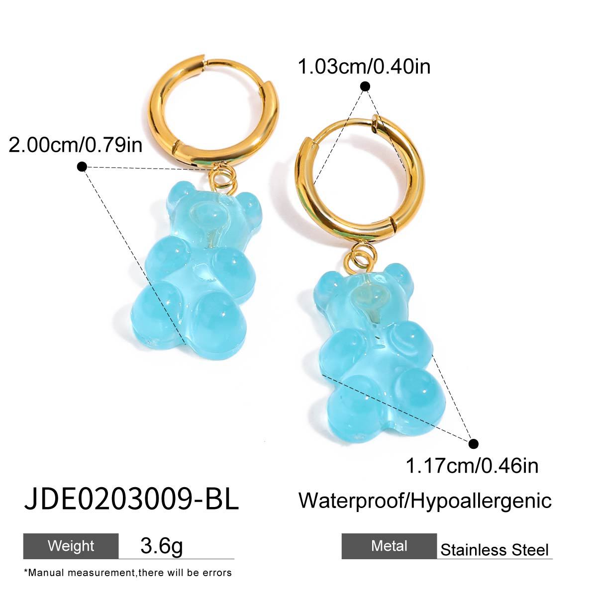 Boucles d'oreilles tendance en forme d'oursons en gomme