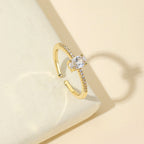 Bague ouverte élégante pour femme avec zircone