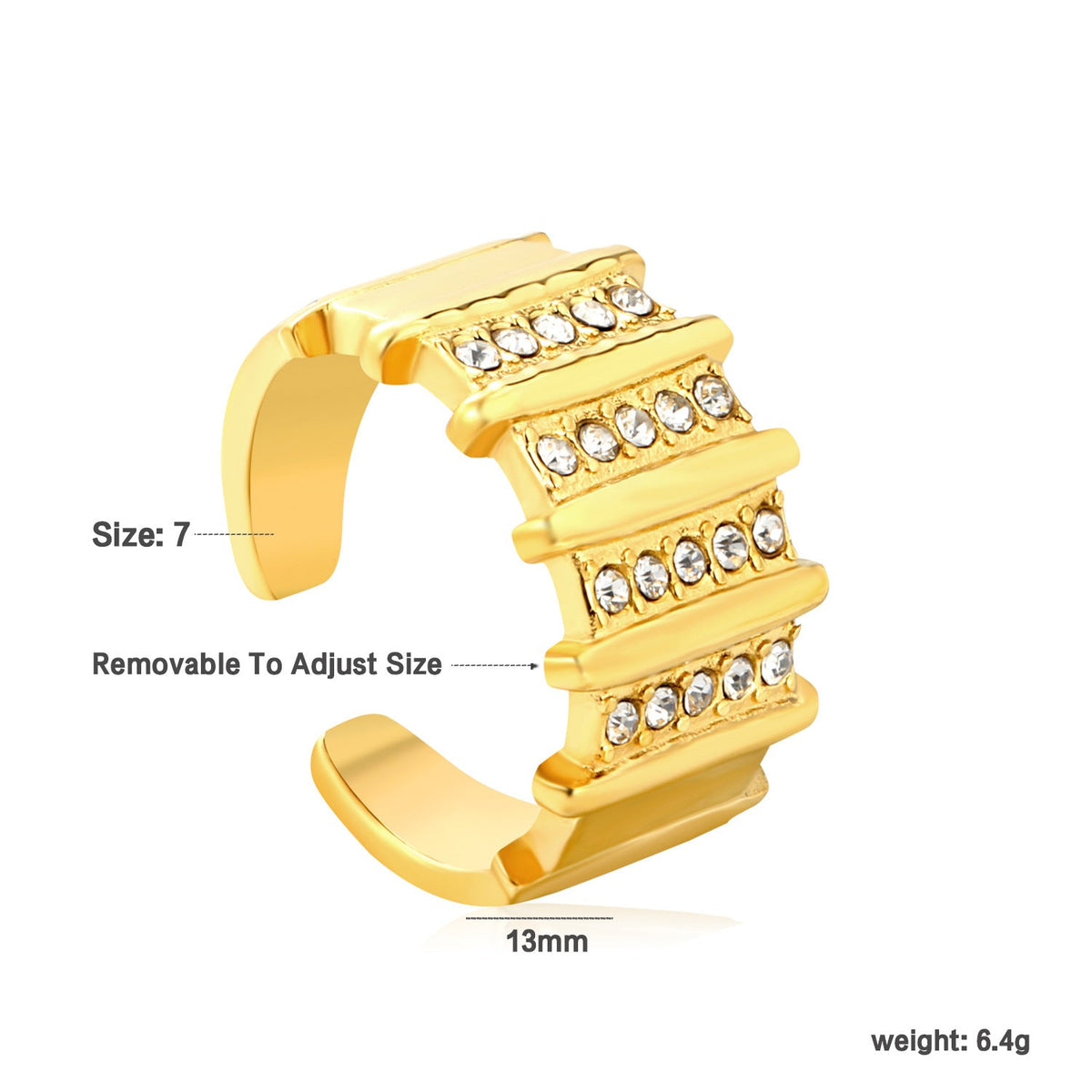 Bague ouverte pour femme avec design en treillis et zircones