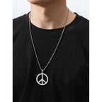 Collier pour femme avec pendentif Peace en acier inoxydable