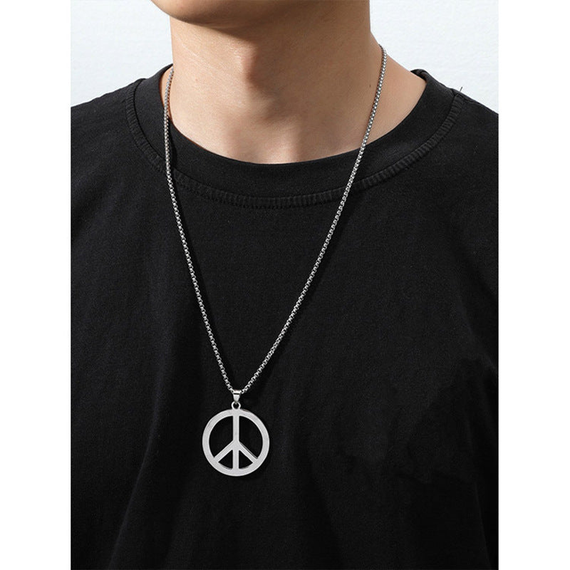 Collier pour femme avec pendentif Peace en acier inoxydable
