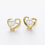 Clous d'oreilles pour femme avec design cœur et perle