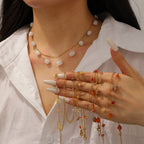 Collier pour femme avec pierres transparentes et chaîne à maillons