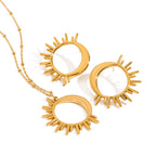 Collier pour femme avec pendentif soleil en acier inoxydable hypoallergénique