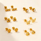 Boucles d'oreilles puces en acier inoxydable au design moderne à trois phases