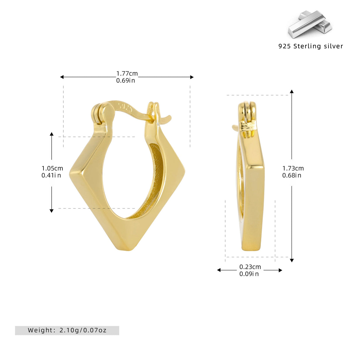 Damen Ohrhänger im modernen Diamantdesign aus 925 Sterling Silber