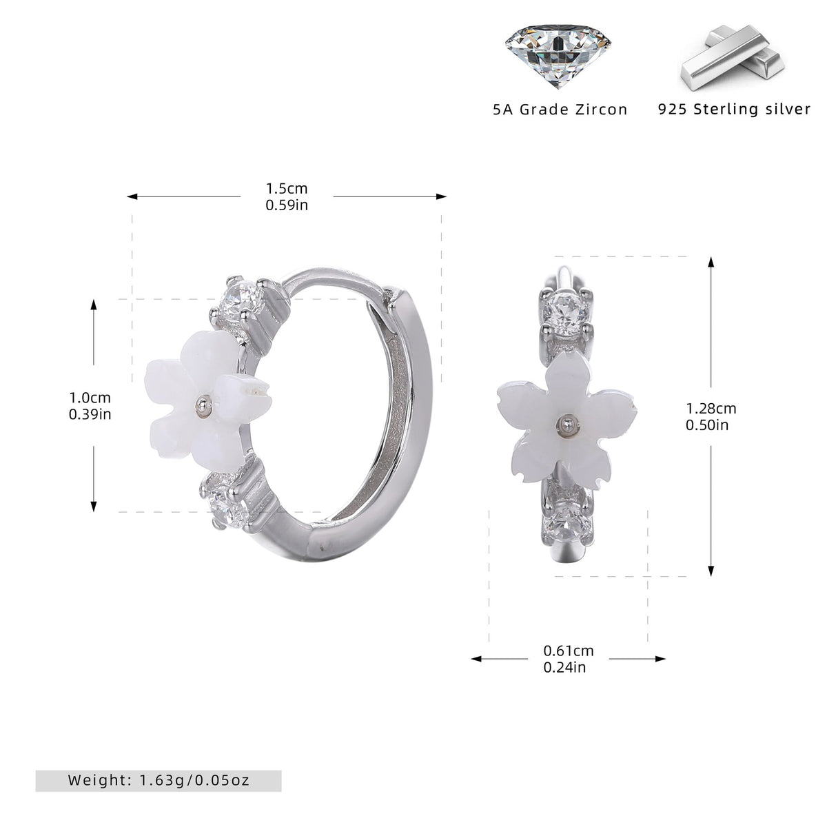 Boucles d'oreilles pendantes pour femme avec design floral et accents en zircon