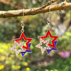 Boucles d'oreilles pendantes étoile avec émail et cristaux