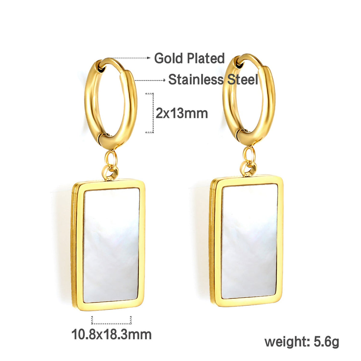 Boucles d'oreilles pendantes pour femme avec pendentif coquillage doré