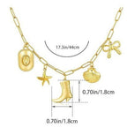 Collier pour femme avec pendentifs charmants en acier inoxydable