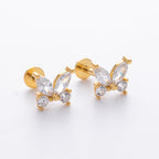 Boucles d'oreilles puces pour femme motif papillon en argent sterling 925