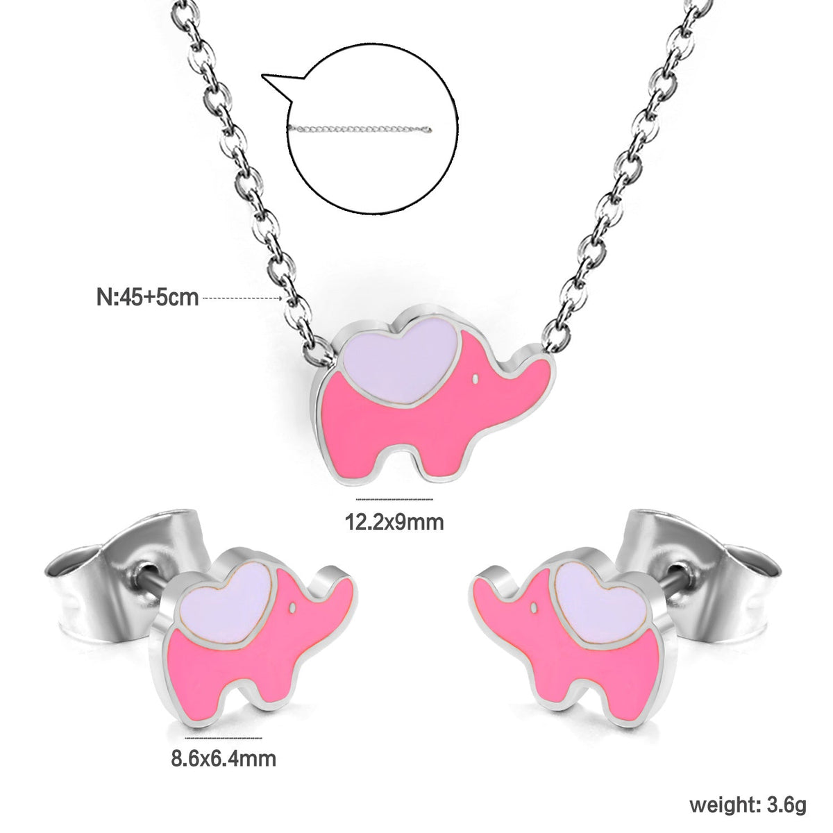 Parure de bijoux pour femme avec pendentif éléphant