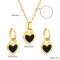 Parure de bijoux pour femme avec pendentif cœur noir