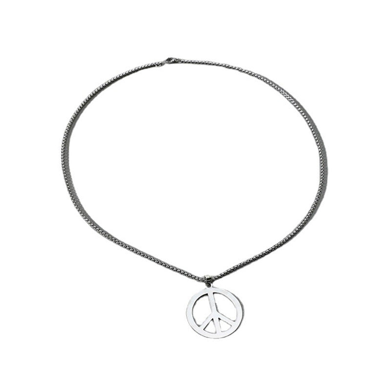 Collier pour femme avec pendentif Peace en acier inoxydable