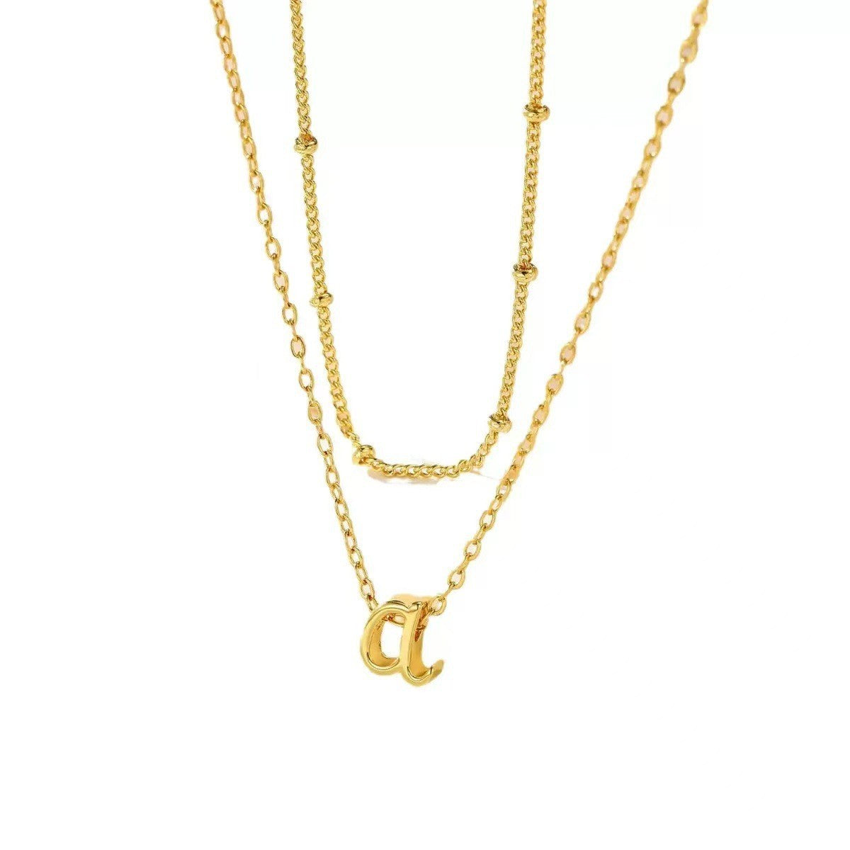 Collier multi-rangs pour femme avec initiale