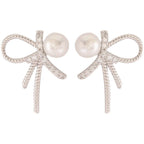 Boucles d'oreilles pour femme au design nœud et perles scintillantes
