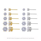 Boucles d'oreilles puces pour femme avec zircons 5A en argent sterling 925
