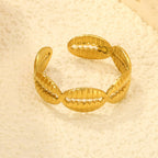 Bague réglable pour femme avec motif de feuilles