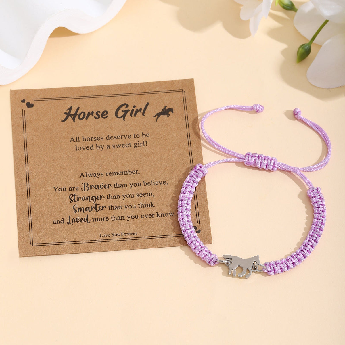 Bracelet d'amitié pour femme avec pendentif cheval