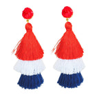 Boucles d'oreilles tongs avec cristaux et motif drapeau