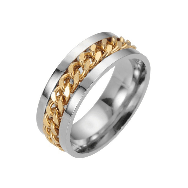 Bague pour homme au design moderne à maillons et blocs